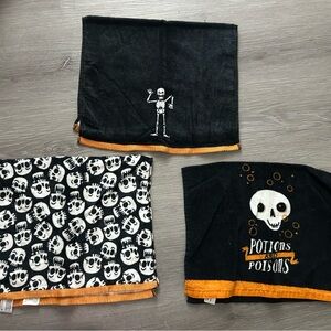 Source Unknown Black and Orange Skeleton Kitchen Towels